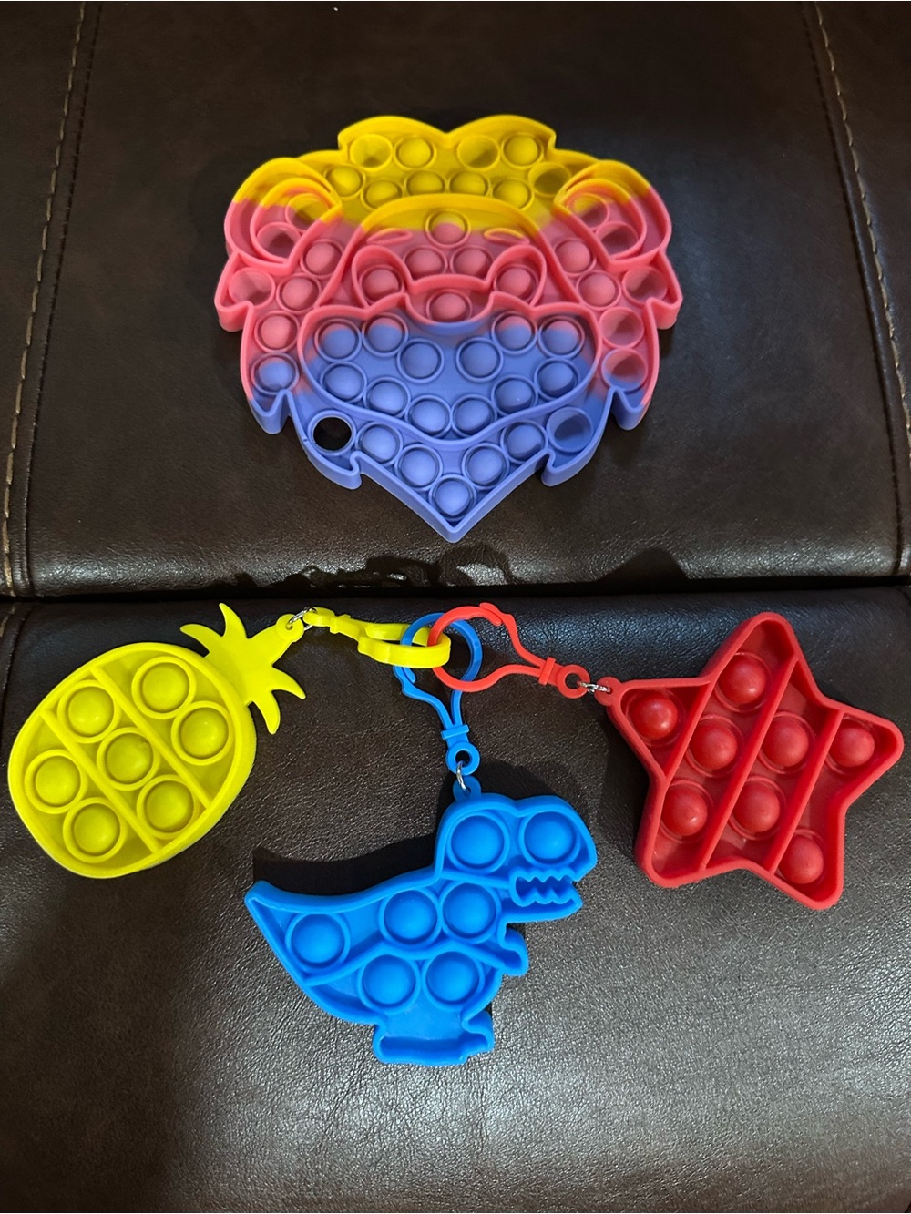 Rainbow Troll Pop-It & Keychain Pop-It Fidget Toy Set - Yellow/Pink/Blue/Red